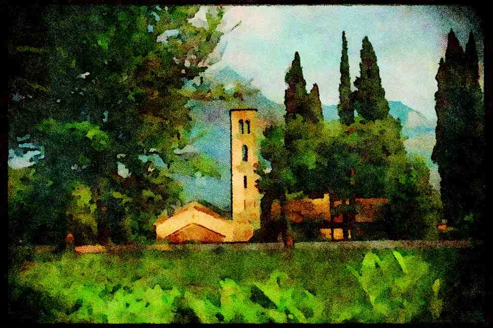Italy visit 224069 San Pietro, Assisi A4 Limited Edition Watercolour Print