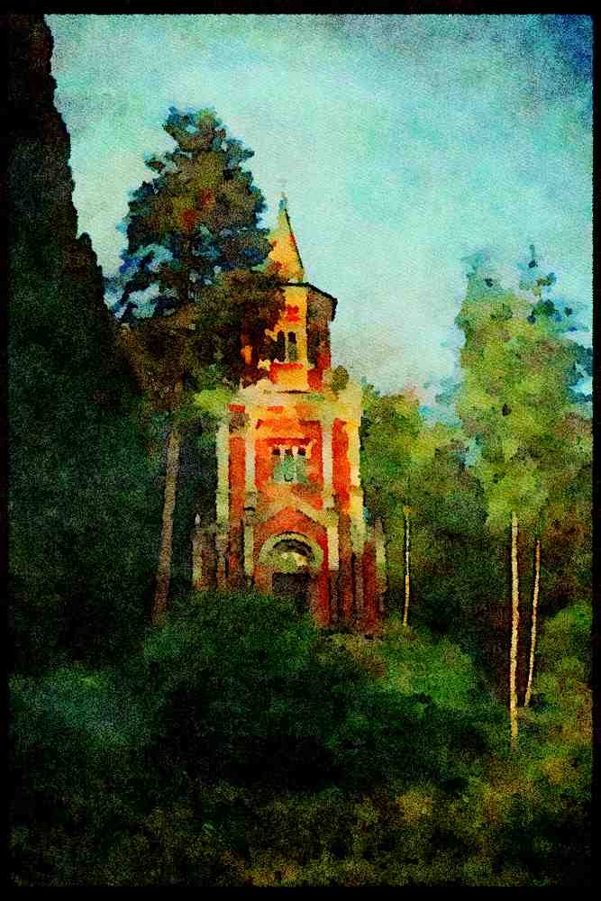 Italy visit 224075 Church, Bellagio A4 Limited Edition Watercolour Print