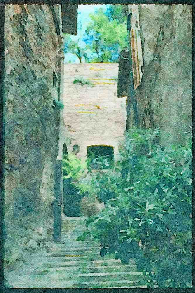 Italy visit 224083 Stairway, Assisi A4 Limited Edition Watercolour Print