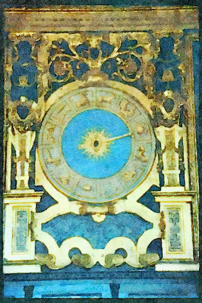 Italy visit 224097 Clock, Doges' Palace, Venice A4 Limited Edition Watercolour Print