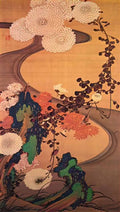 Ito Jakuchu chrysanthemums by a stream with rocks 1760 Art A4 Photo Print