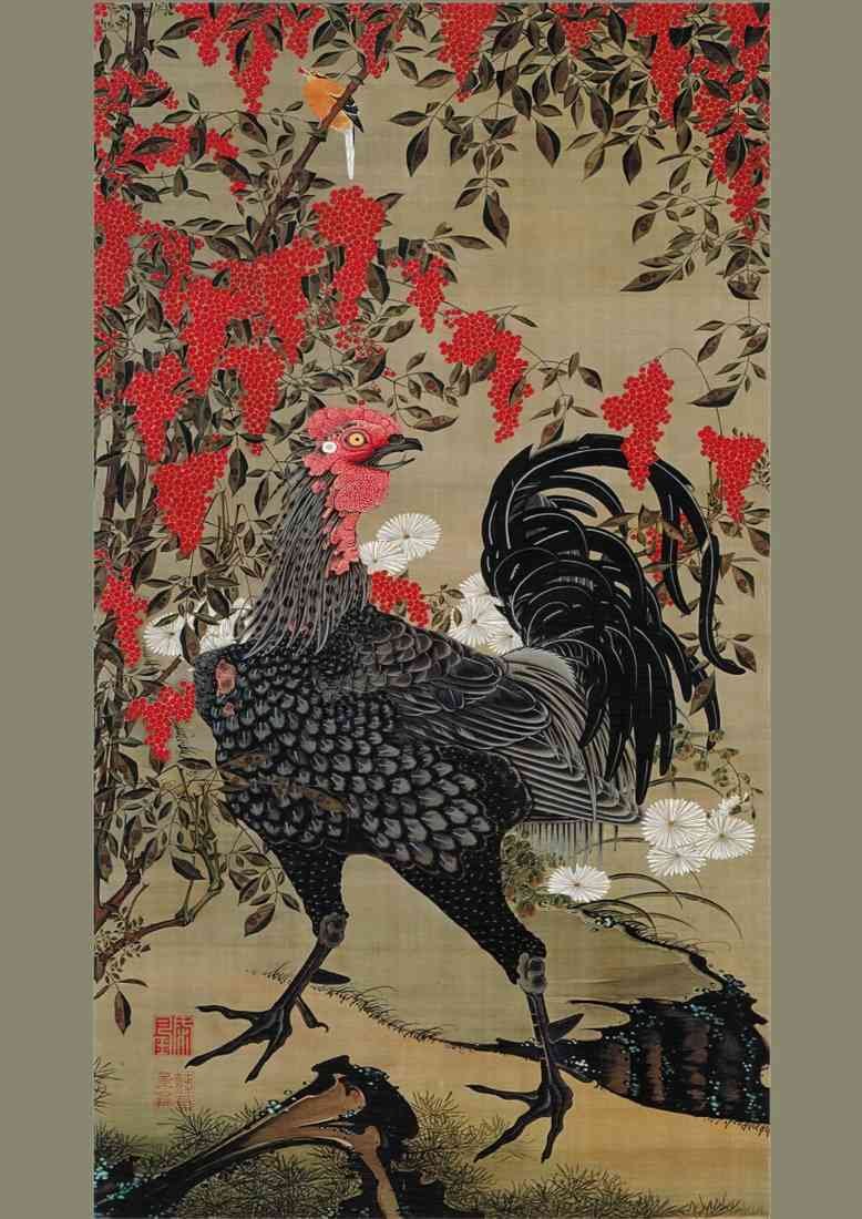 Ito Jakuchu rooster A4 Photo Print