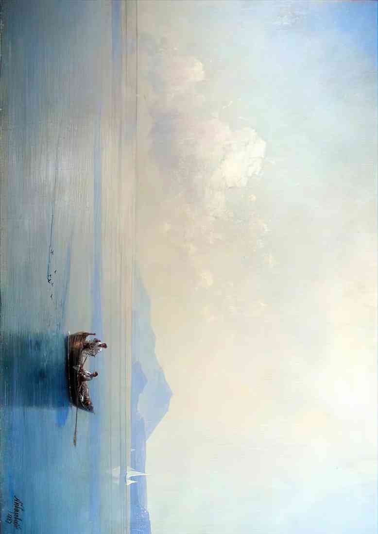 Ivan Aivazovsky calm sea landscape with fishermen 1887 A4 Photo Print