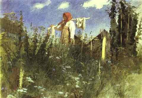 Ivan Nikolaevich Kramskoy Kramskoi Girl with Washed Linen on the Yoke A4 Photo Print