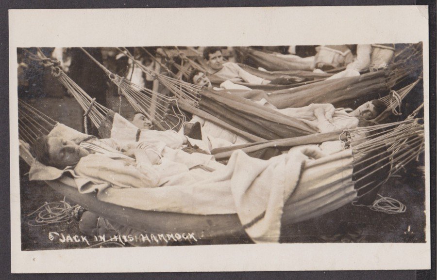 Jack In His Hammock Sailors Sleeping In Row Hammocks Vintage A4 Photo Print