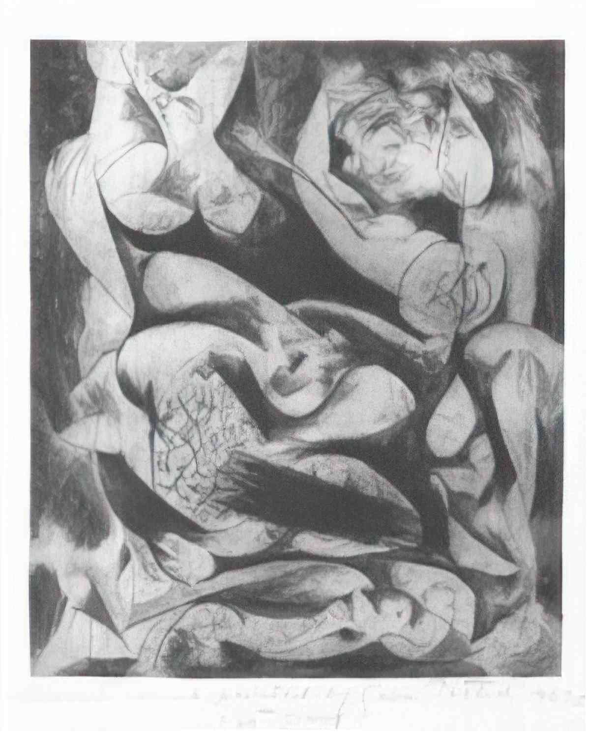 Jackson Pollock composition with cubic forms Art A4 Photo Print
