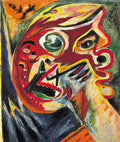 Jackson Pollock composition with horse at center Art A4 Photo Print