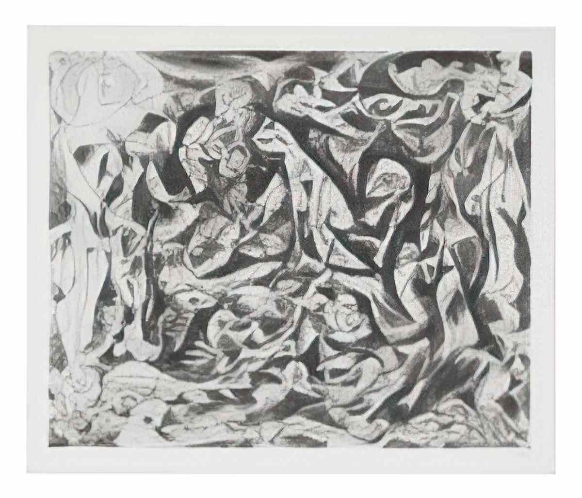 Jackson Pollock composition with oval forms Art A4 Photo Print