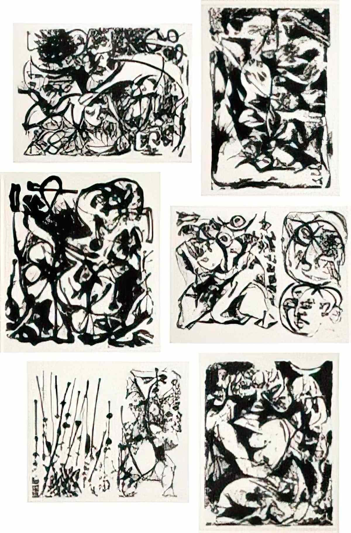 Jackson Pollock untitled portfolio oc. & t. 1091 1096 Art A4 Photo Print