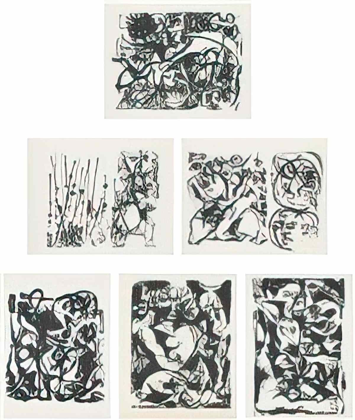 Jackson Pollock untitled portfolio set of 6 Art A4 Photo Print