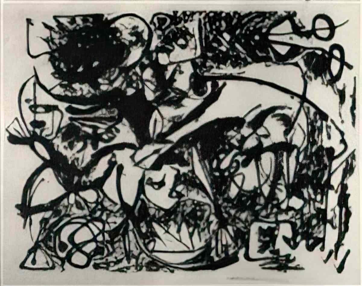 Jackson Pollock landscape with white horse Art A4 Photo Print