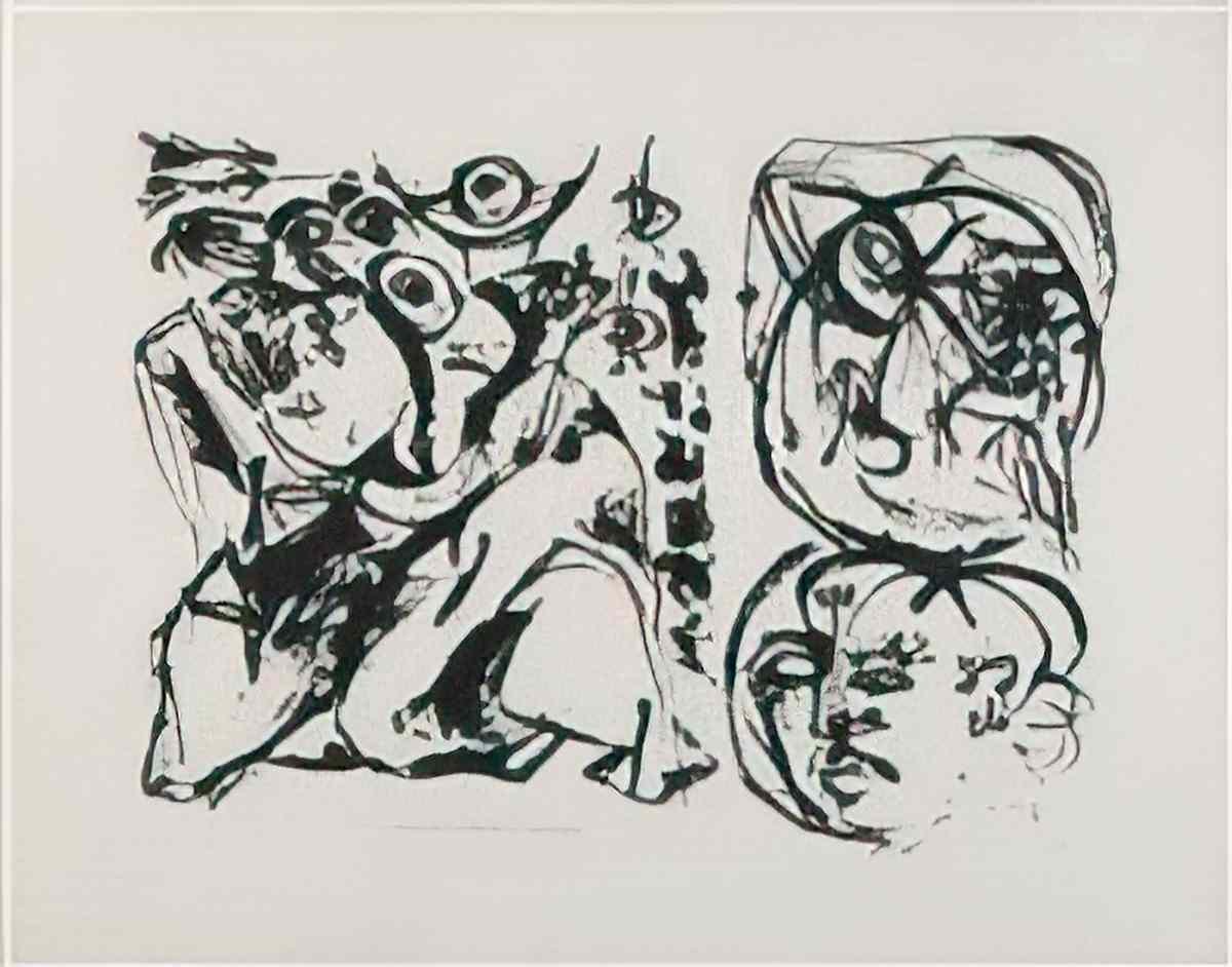 Jackson Pollock man with hand plow Art A4 Photo Print