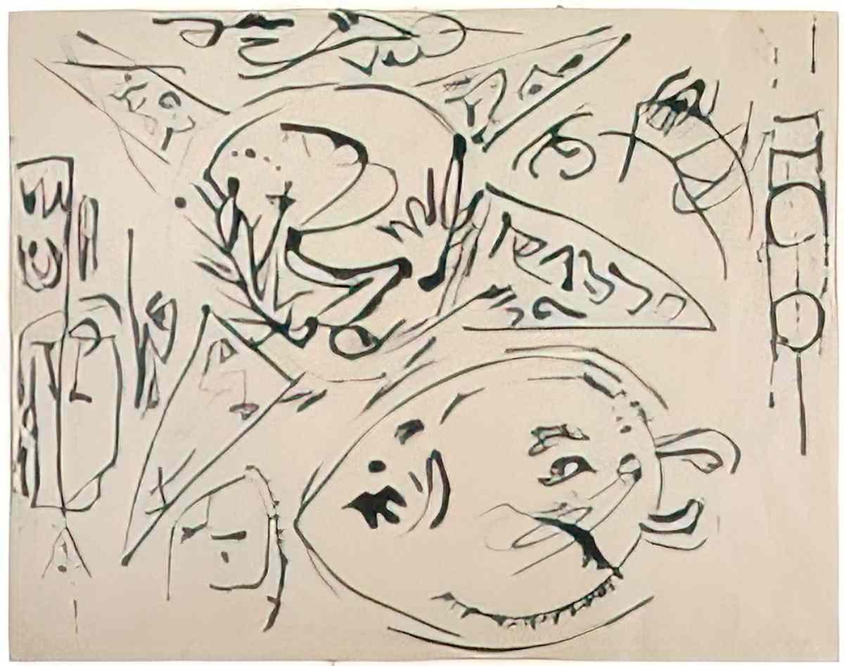 Jackson Pollock number 12a 1948 yellow gray black Art A4 Photo Print