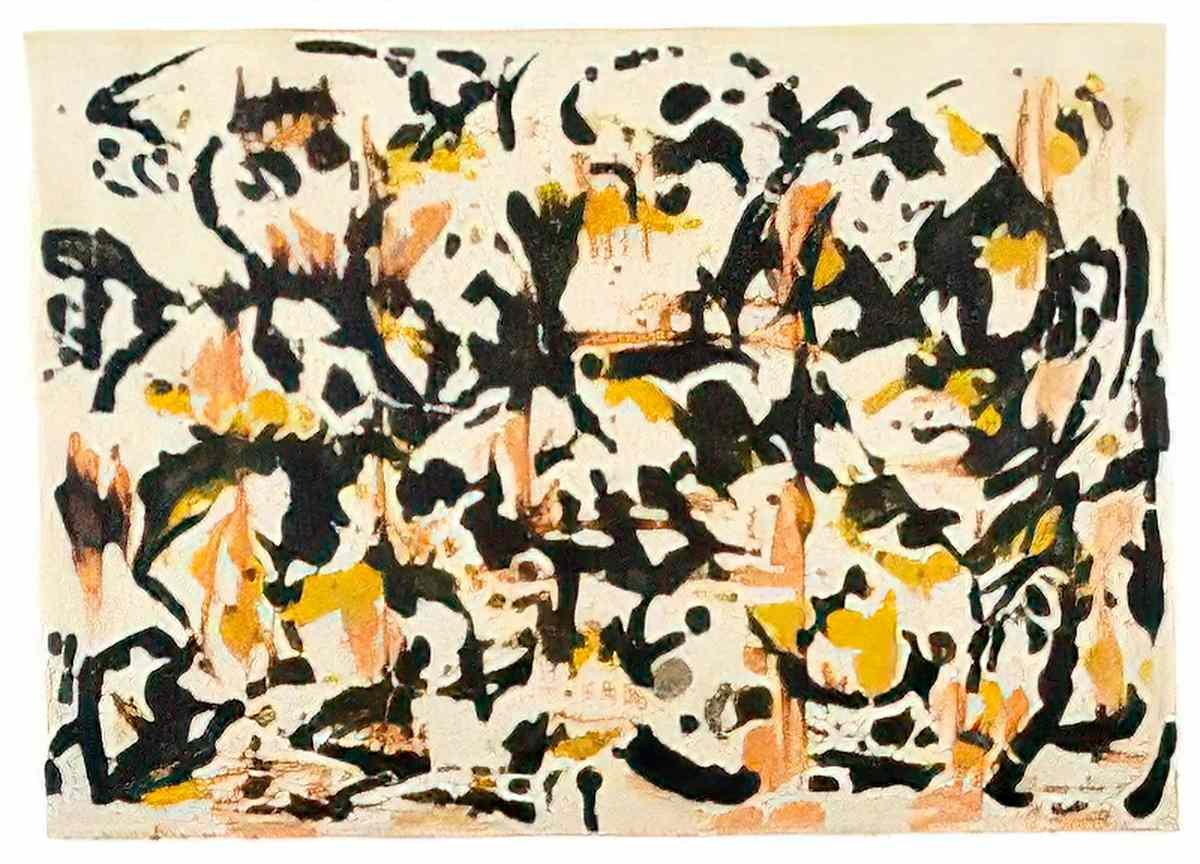 Jackson Pollock silver & black square i Art A4 Photo Print