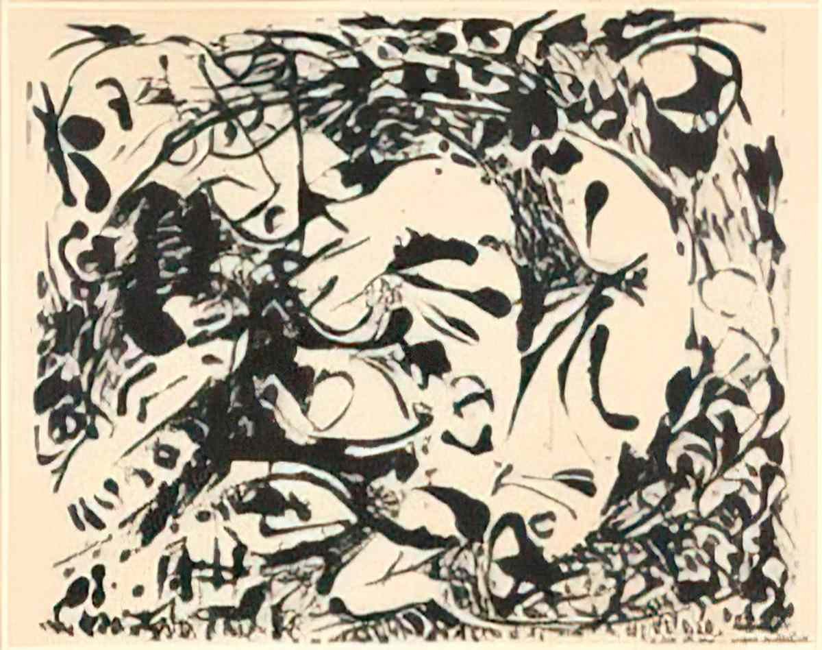 Jackson Pollock silver and black Art A4 Photo Print