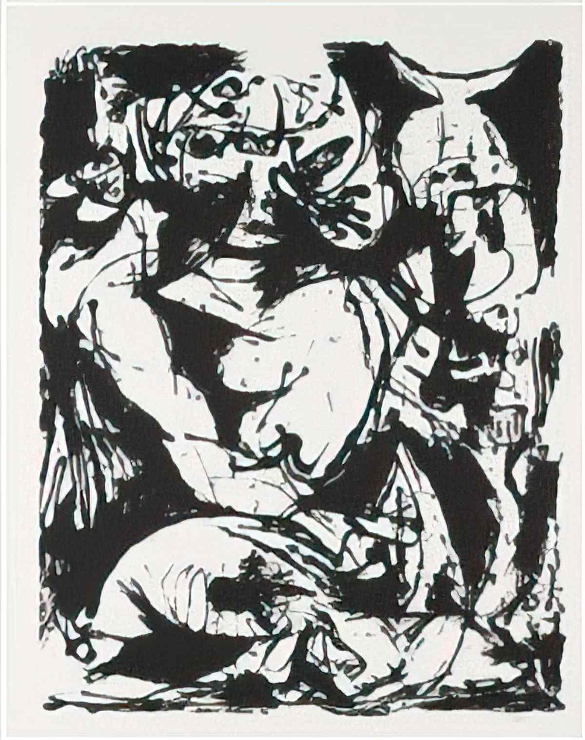 Jackson Pollock untitled composition on brown Art A4 Photo Print