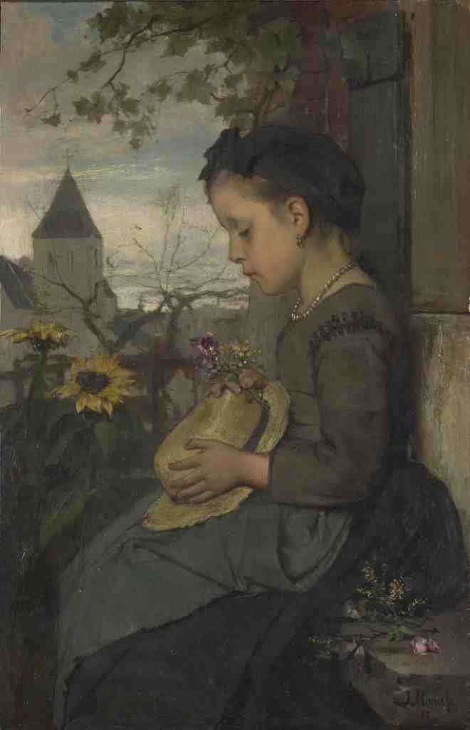 Jacob Maris A Girl seated outside a House A4 Photo Print