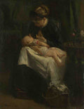Jacob Maris A Young Woman nursing a Baby A4 Photo Print