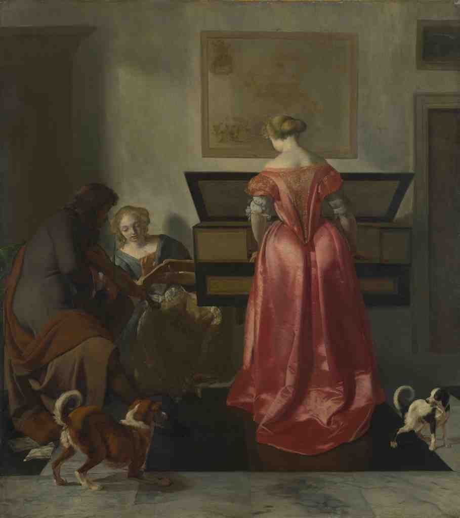 Jacob Ochtervelt Two Women and a Man making Music A4 Photo Print