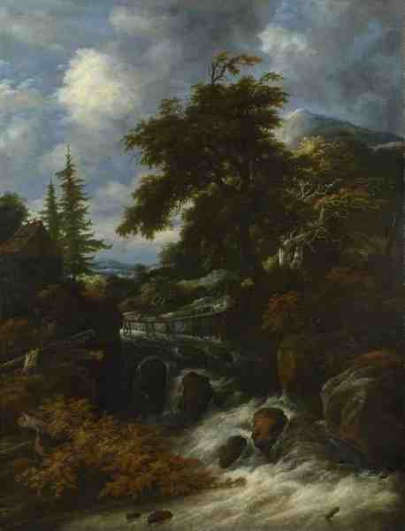 Jacob Salomonsz Van Ruysdael A Waterfall By A Cottage In A Hilly Landscape A4 Photo Print
