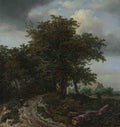 Jacob van Ruisdael A Road winding between Trees towards a Distant Cottage A4 Photo Print