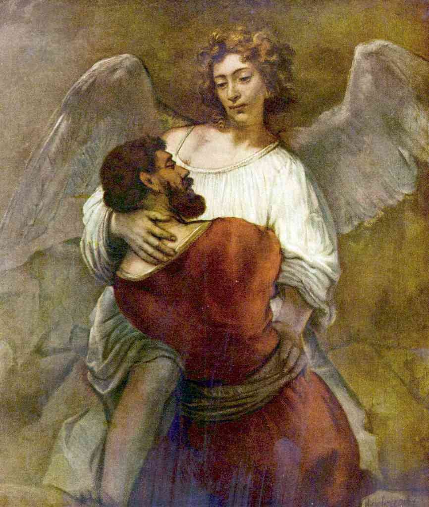 Jacobs Struggle With The Angel Rembrandt A4 Photo Print