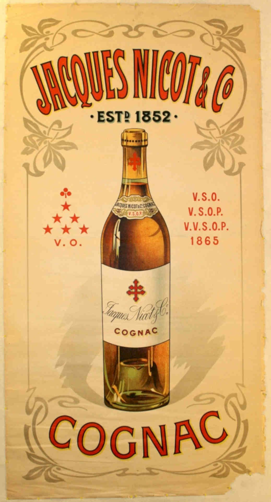 Jacques Nicot Cognac Vintage Retro Advert Poster A4 Photo Print