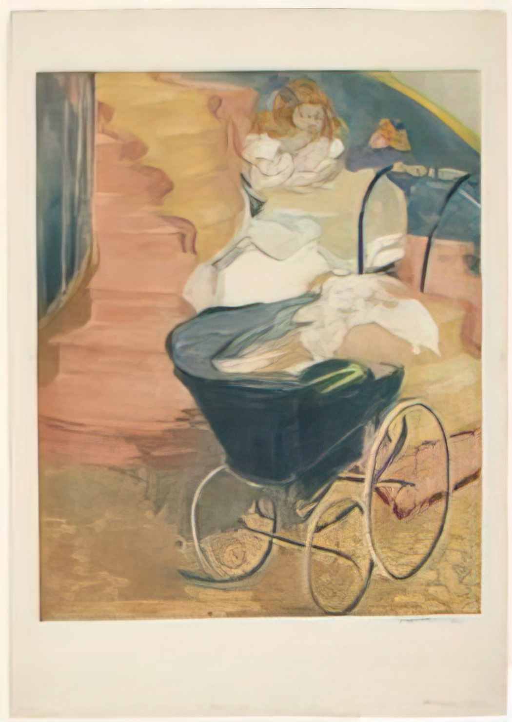 Jacques Villon little girl on a red staircase 1900 Art A4 Photo Print