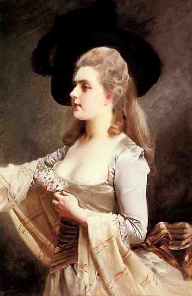 Jacquet Gustave Jean An Elegant Lady In A Black Hat 5 A4 Photo Print
