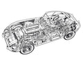 Jaguar E Type cutaway A4 Photo Print