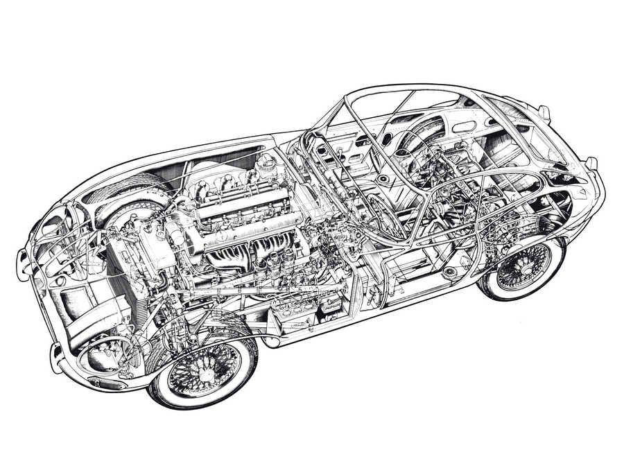 Jaguar E Type cutaway A4 Photo Print