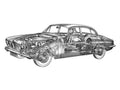 Jaguar Mark X cutaway A4 Photo Print