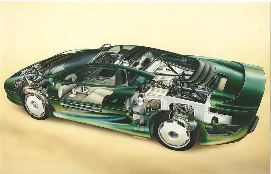 Jaguar XJ220 cutaway A4 Photo Print