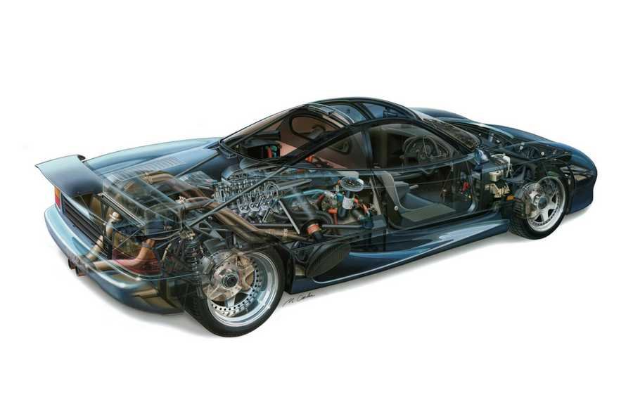 Jaguar XJR 15 1990 cutaway A4 Photo Print