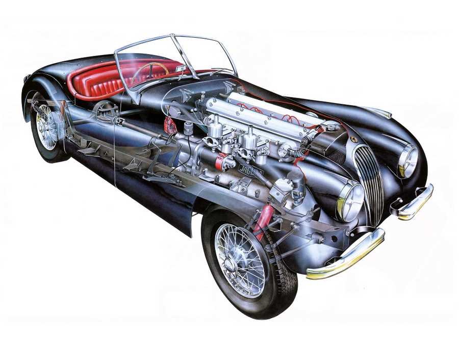 Jaguar XK120 cutaway A4 Photo Print