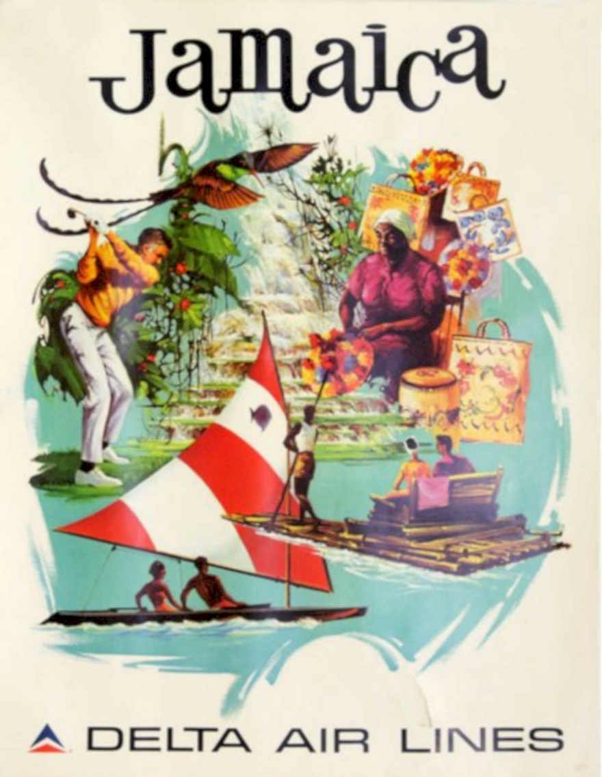 Jamaica Delta Airlines Vintage Retro Advert Poster A4 Photo Print