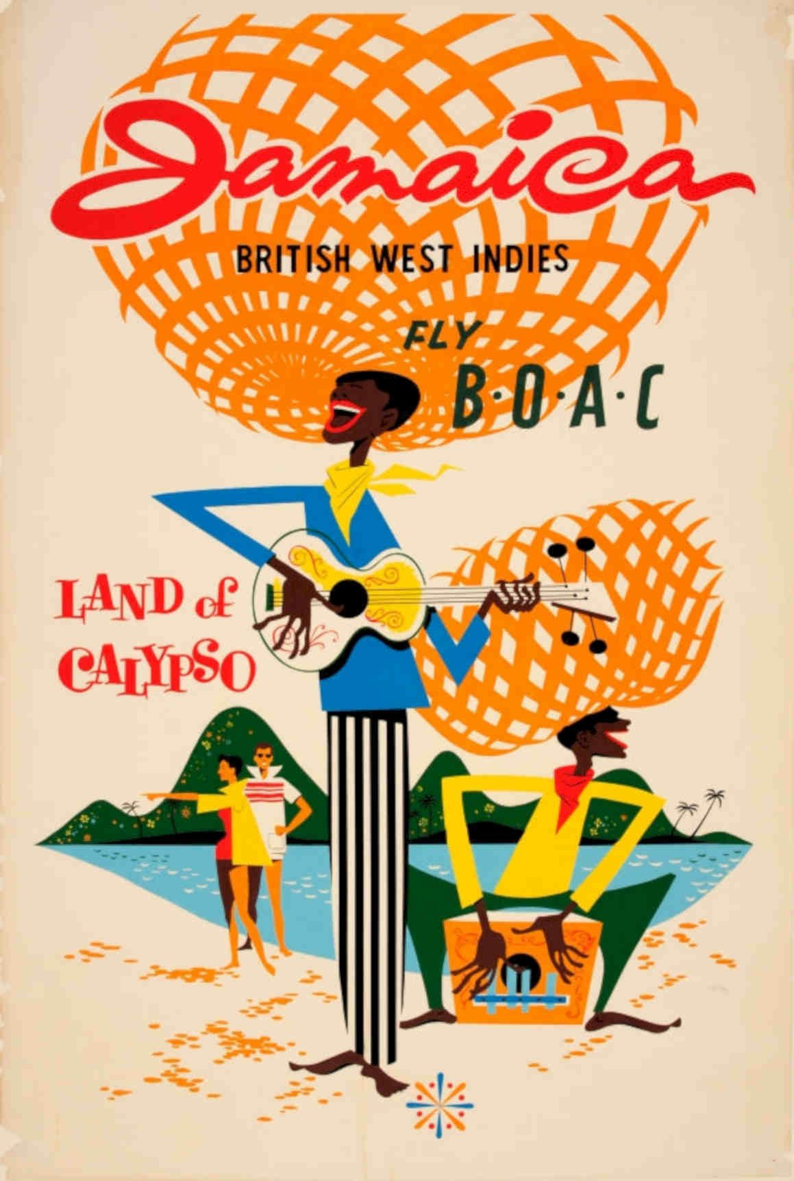 Jamaica Ukulele Beach Vintage Retro Advert Poster A4 Photo Print