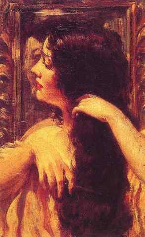 James Carroll Beckwith Brunette Combing Her Hair A4 Photo Print