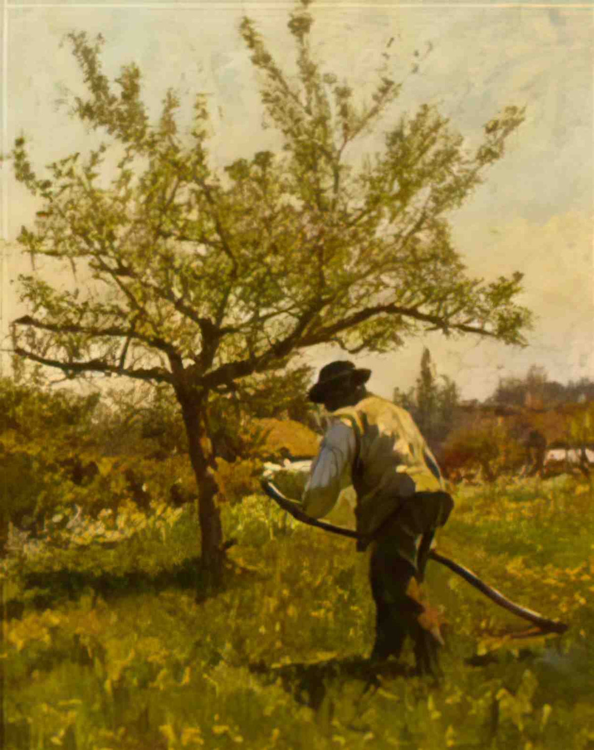 James Charles a man scything in an orchard Art A4 Photo Print