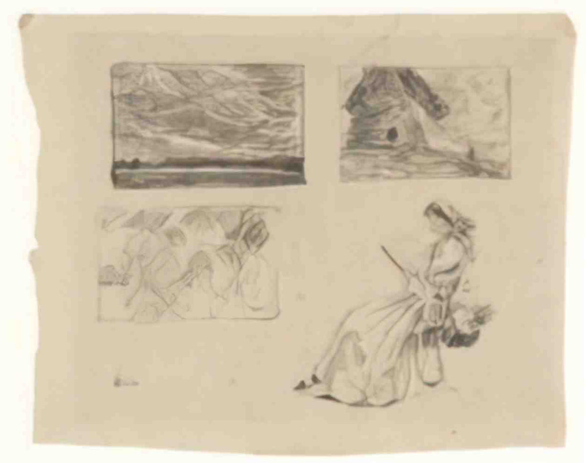 James Charles studies of landscapes and figures 1902 Art A4 Photo Print