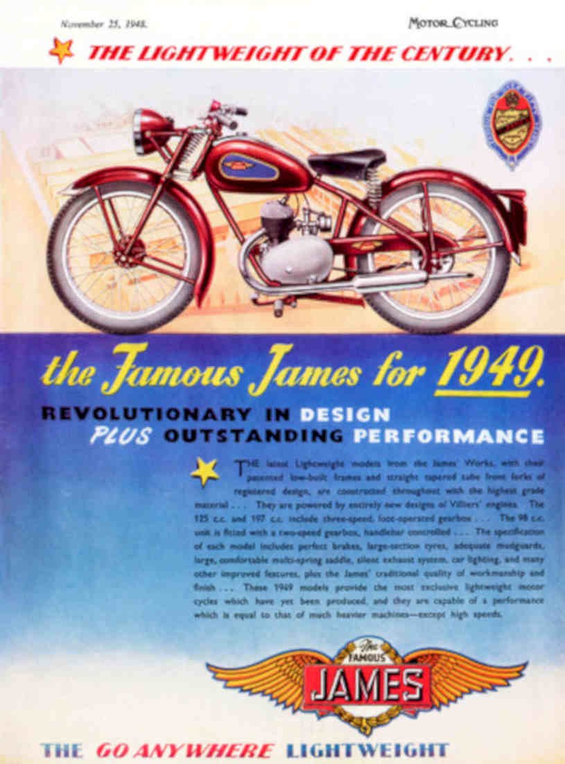James Cycle 1949 Vintage Retro Advert Poster A4 Photo Print