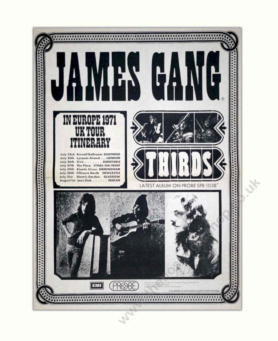 James Gang Uk Vintage Retro Advert Poster A4 Photo Print