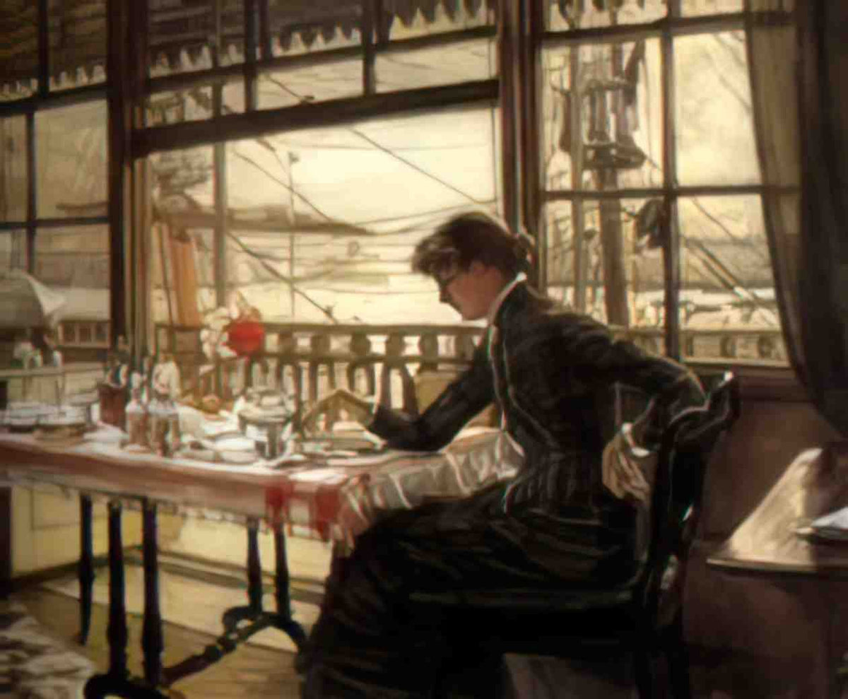 James Tissot room overlooking the harbour Art A4 Photo Print