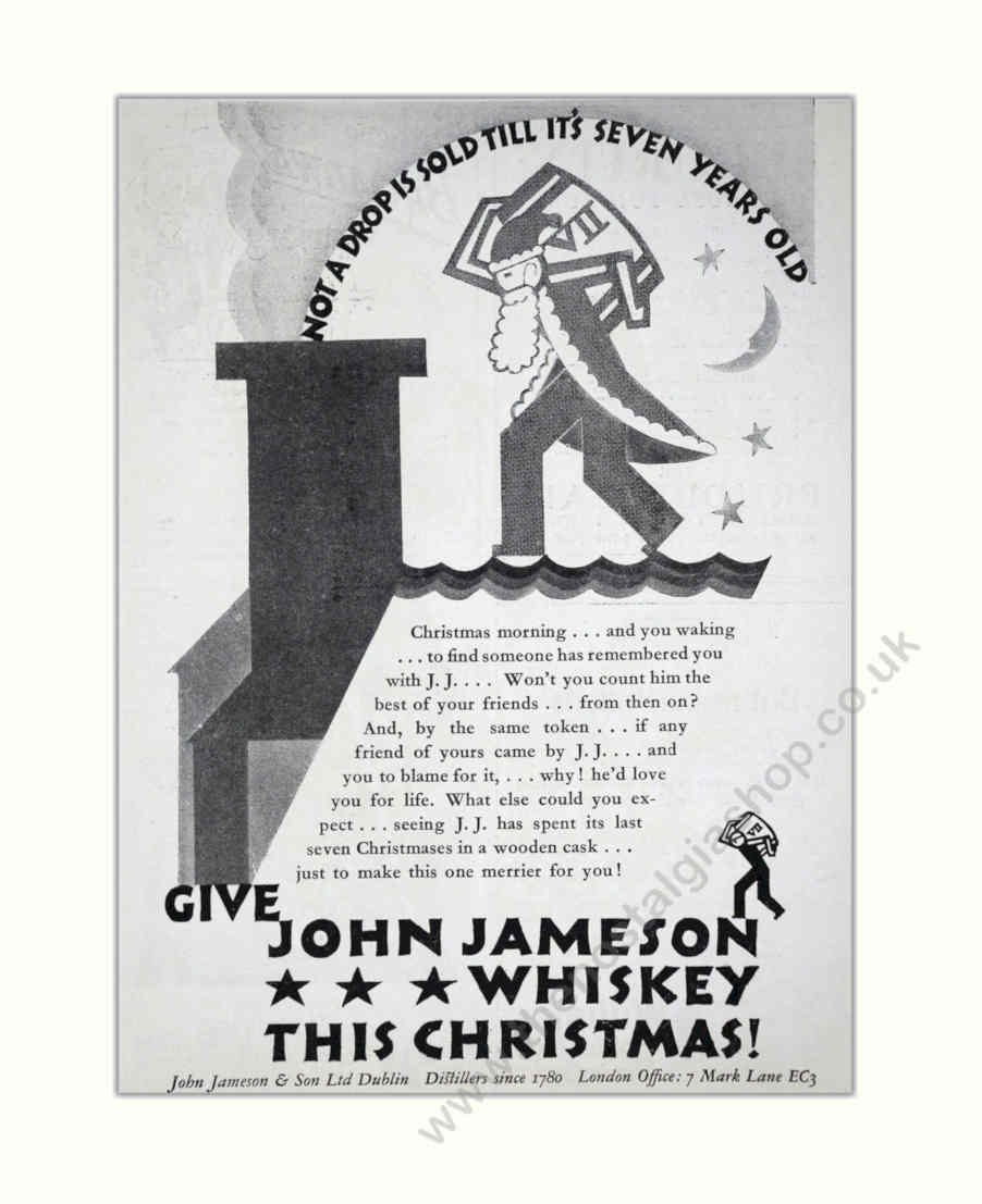 Jameson Christmas Whiskey Vintage Retro Advert Poster A4 Photo Print