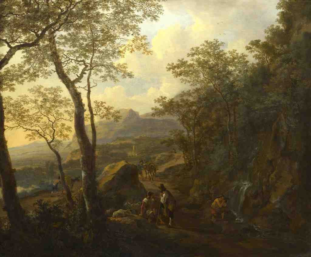 Jan Both A Rocky Italian Landscape with Herdsmen and Muleteers A4 Photo Print