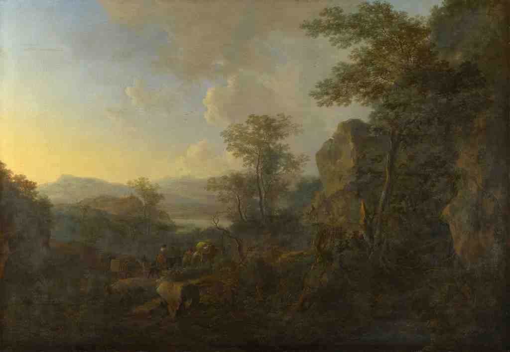 Jan Both A Rocky Landscape with Peasants and Pack Mules A4 Photo Print