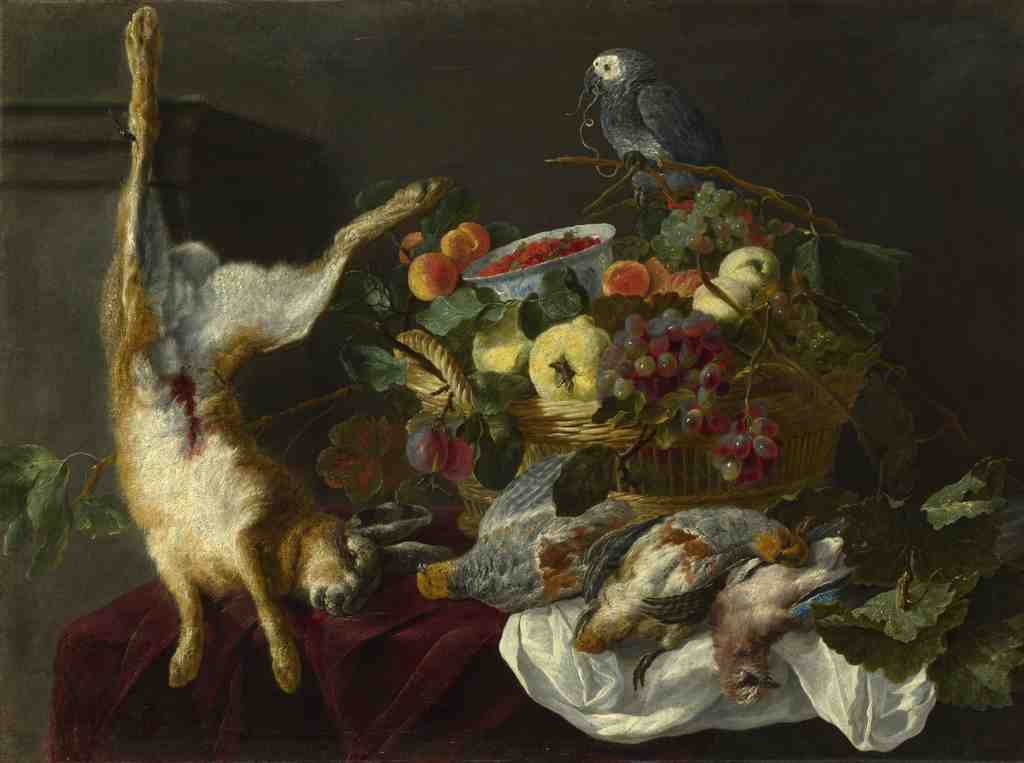 Jan Fyt A Still Life with Fruit, Dead Game and a Parrot A4 Photo Print
