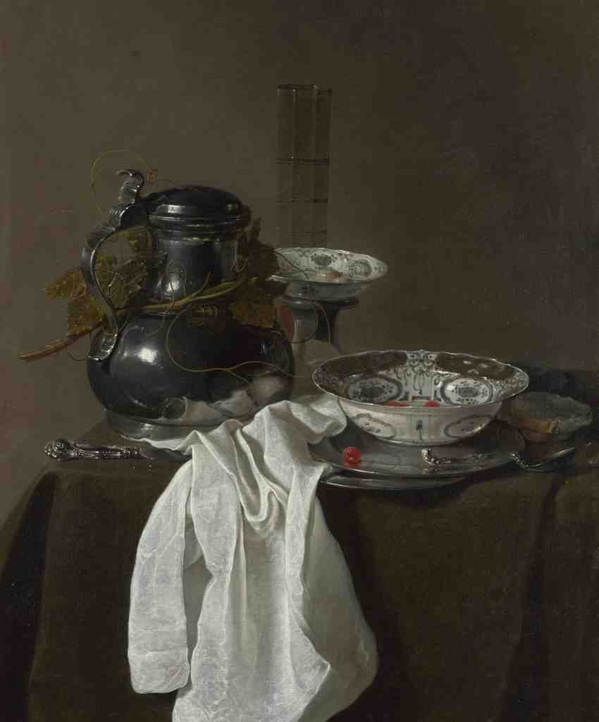 Jan Jansz. Treck Still Life with a Pewter Flagon and Two Ming Bowls A4 Photo Print