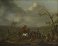 Jan Lingelbach Peasants loading a Hay Cart A4 Photo Print
