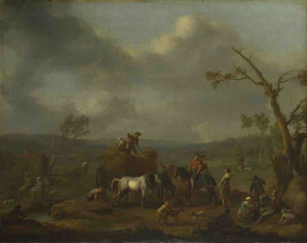 Jan Lingelbach Peasants loading a Hay Cart A4 Photo Print